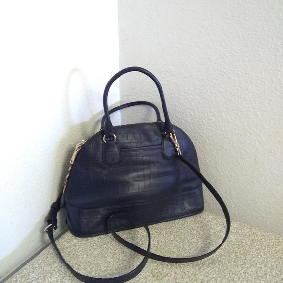Coach Embossed Navy Blue Leather Bag - Picture 6 of 8